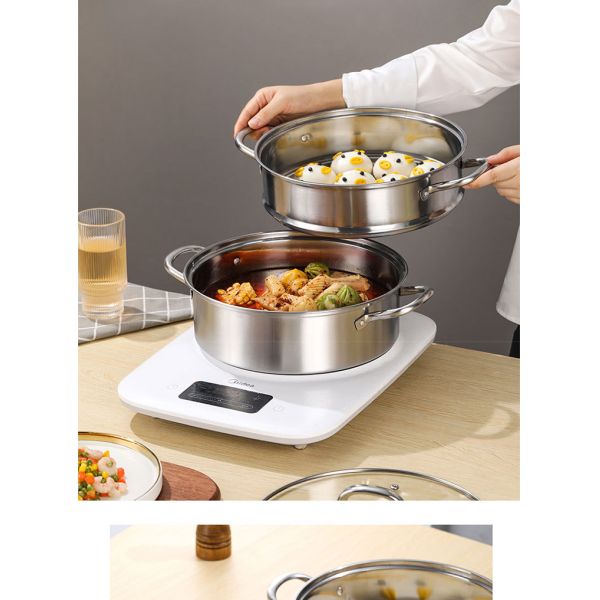 Factory 28 CM Steamer Pot Stainless Steel Dumplings Seafood Rice Cooking Food Steamer Pot For Sale