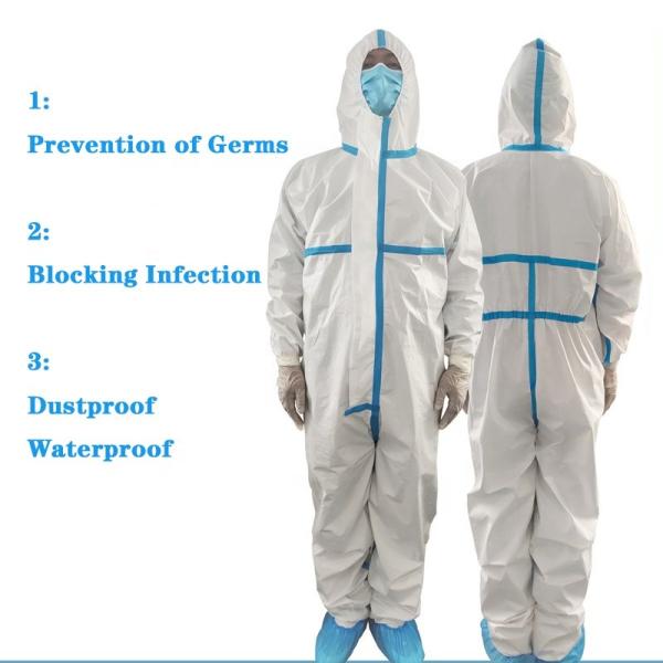 Disposable Medical Isolation Gown for Hospital Protecting, PP + PE Composite Material
