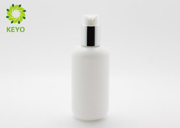 PET Plastic Shampoo Dispenser Bottles White Color 200ml With Silver Pump