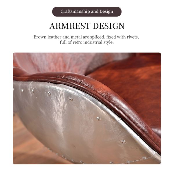 Nidea #8870 Retro Industrial Loft Style Adjustable Height Egg Office Chair with Metal Legs for Home Office and Living Room