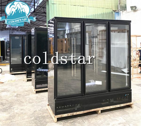 Electric Heating Glass Door Supermarket Upright Display Freezer For Ice Cream And Frozen Food