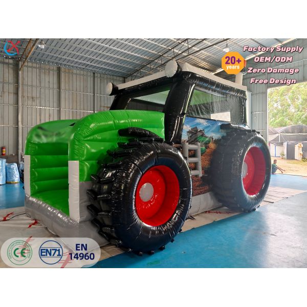 Commercial Custom Tractor Shaped Inflatable Bounce House Farm Themed for Kids