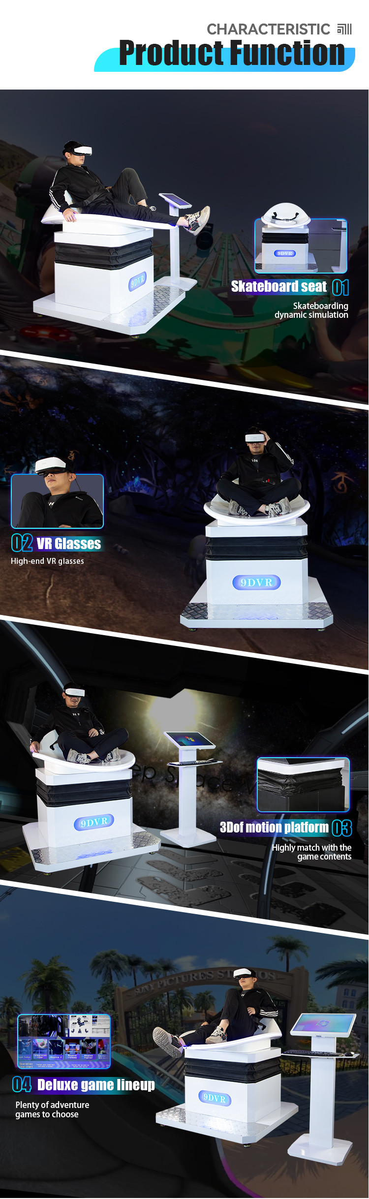 Игра Vr имитатора движения Dof продвижения 3 сползая имитатор 400W