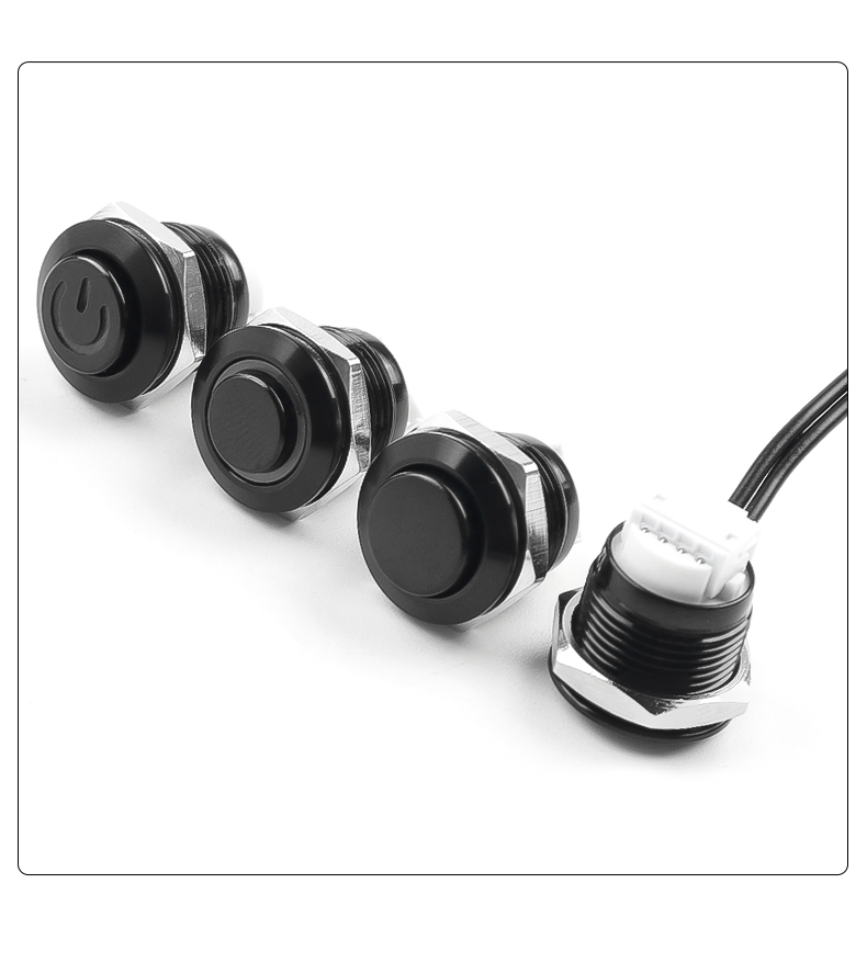 12mm  Oxidized Black Ultra-Short Quality Push Button Switch Factory With 3V6V12V24V Self-resetting