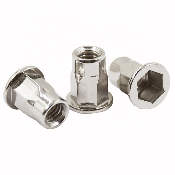Flat Head Inner Hex Body Rivet Nut Stainless Steel Rivnuts Hexagonal Design