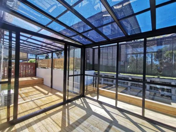 Sala de sol de vidro de alumínio personalizada para economia de energia no jardim de inverno do edifício de escritórios