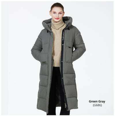 Zipper Closure Woman Winter Coat Long Girls Winter Jacket 63 - 66cm Sleeve Length