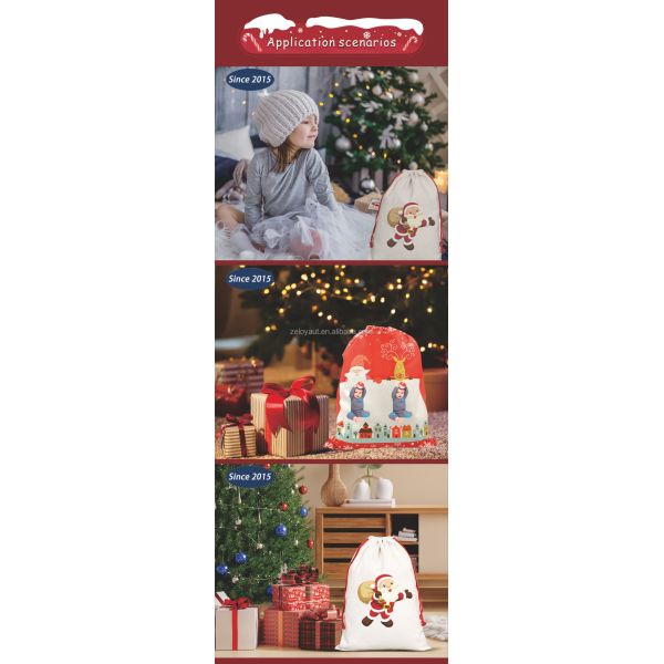 ZELOYAUT Sublimation Blanks Santa Sacks 2025 Gifts Packaging Stocking Santa Claus Bag Canvas Christmas Drawstring Gift Bags