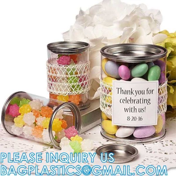 Plastic Tin Cans, For Crafts, Decorating, Baby/Wedding Shower Decor, Quart Size Clear Plastic Paint Cans