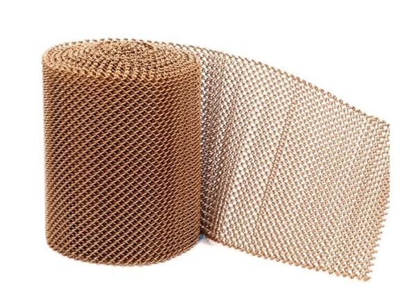 malha de bronze da bobina do diâmetro de fio de 0.8mm, cortina flexível da malha da liga de alumínio de 8MM