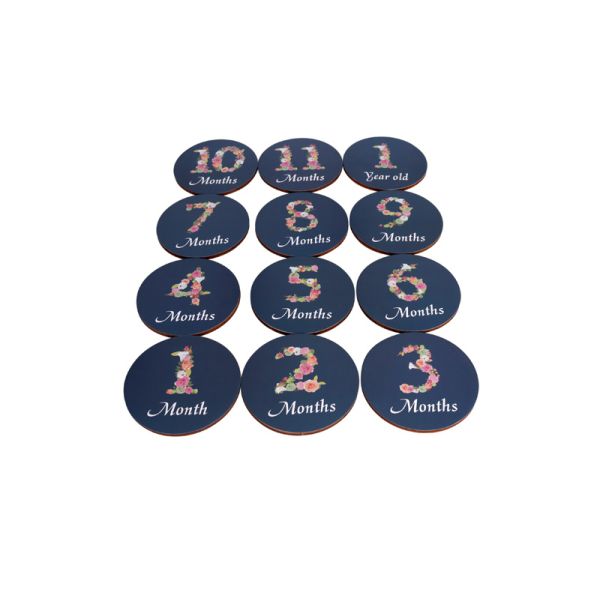 Discos mensuales de color personalizados para bebés de alta calidad Superficie lisa y resistente al agua de 5 mm de grosor Discos de tarjetas de madera de pliegue