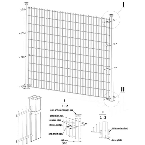 Powder Coated Grey Color 8/6/8 Double Loop Wire Fencing
