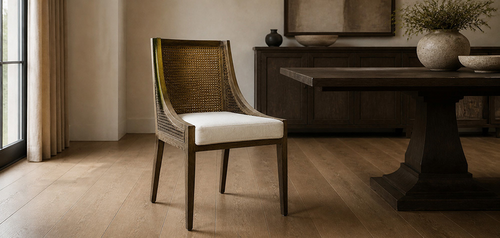 WRAPAROUND CANE DINING CHAIR CYC-027-BRW