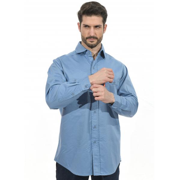 Fogo de CFR - botão longo do franco da luva da sarja retardadora da camisa 260gsm do trabalho acima da camisa