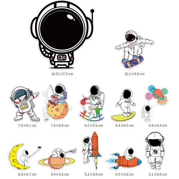 OEM Rocket Moon Planet Kiss Cut Stickers Astronaut Car Decal