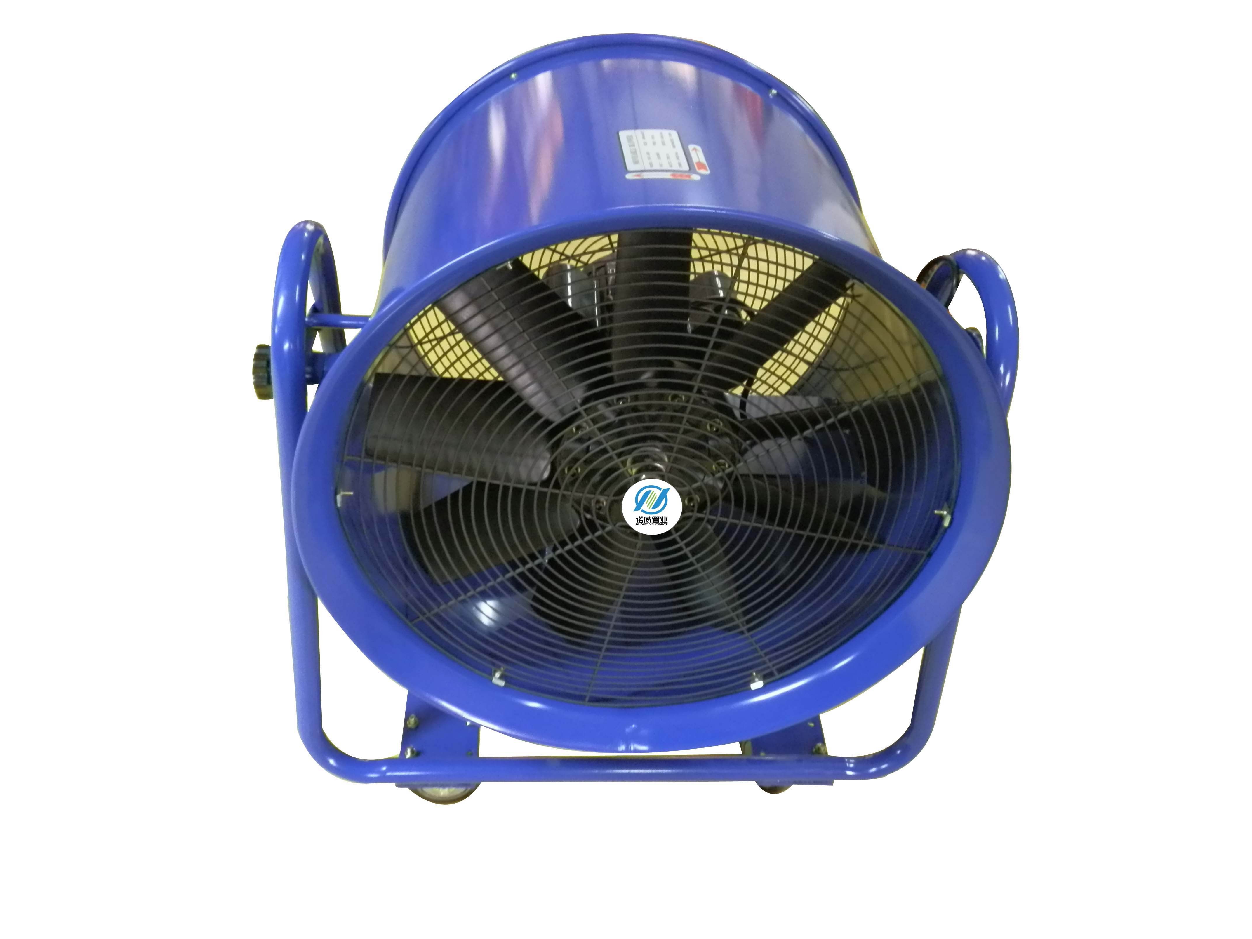 600mm blue hand push ventilation blower with wheel