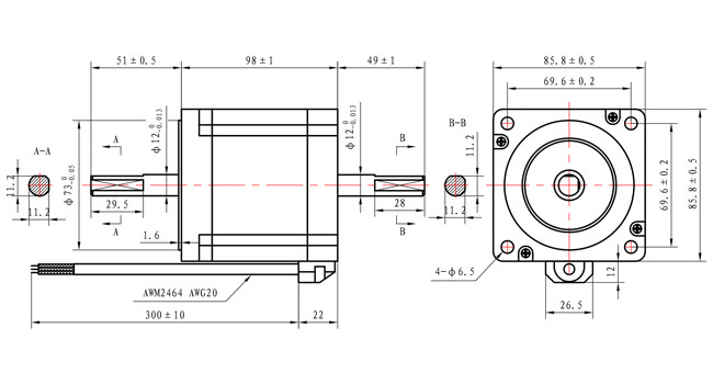3 Фаза 1.2 Степень двойного вала шагового двигателя Nema 34 Micro 86*86*98mm 5N.M Для оборудования