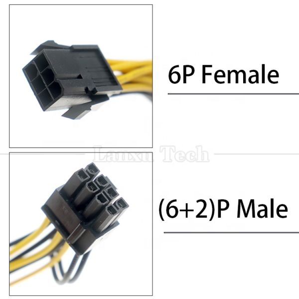 GPU 6 PIN to Dual 8 PIN 18AWG PCI Express Motherboard Power Supply Adapter PCIe Extension Cable