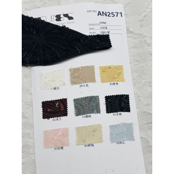 Spring/Summer 100% Polyester Tassel Jacquard Fabric with 142cm Width and 196G/M² Weight for Shirts and Dresses