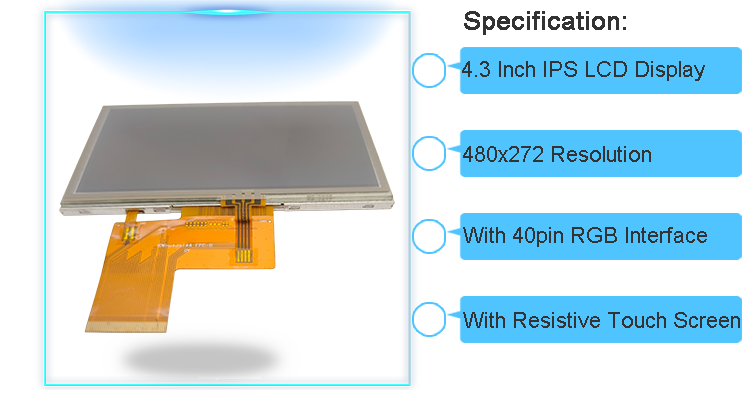 Anti Glare LCD TFT Display Touch Screen Module 4.3 Inch 480x272