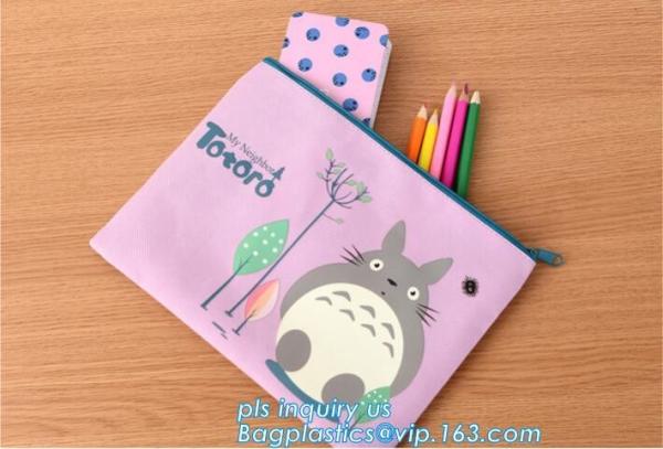 Boys girls solid color large capacity canvas pencil bag case, stationery pencil bag pen case school supplies pencilcase