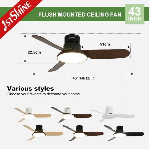 Ventilador de teto de material metálico com motor de corrente contínua de baixo ruído e iluminação LED de ar condicionado
