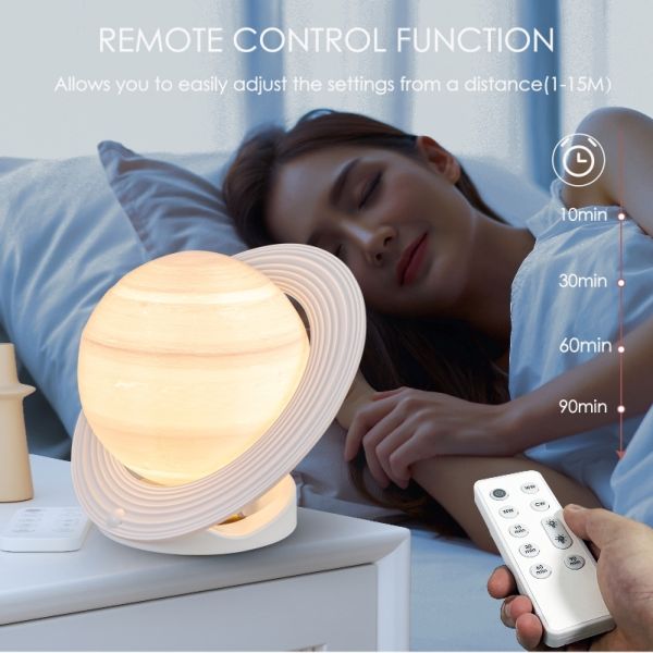 SAD Saturn Light Therapy Lamp, 10000 Lux, 3 Color Temperatures, Dimmable & Timer, Remote Control Included