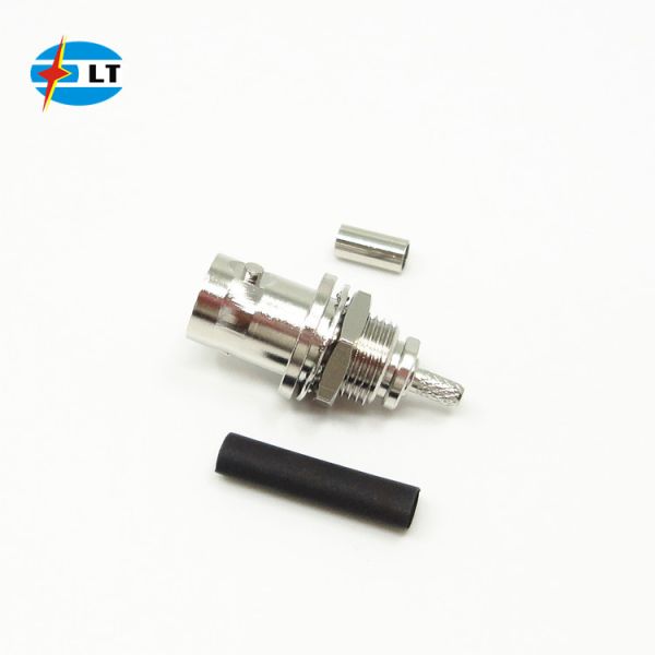 Female Socket Crimp Coaxial Cable BNC Connector Brass Contact Materials