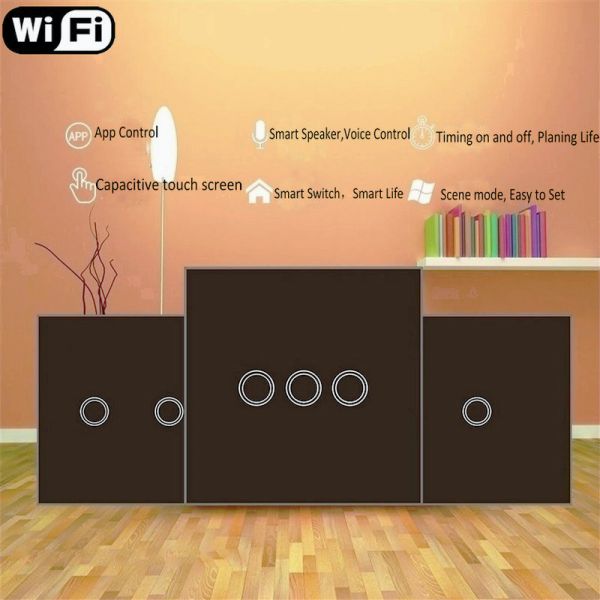 Wireless Wifi Light Switch led light touch switch AC90-240V EU standard smart light switch alexa with ewelink app
