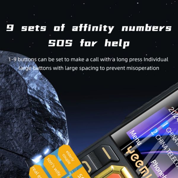 YEEMI Q7 GSM 2G Feature Phone Big Buttons 1.77''Display Dual SIM 2400mAh Flashlight