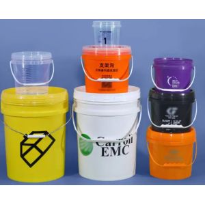 5-Gallon Stackable White Plastic Bucket with Snap-On Lid