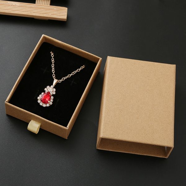 Wholesale Kraft Paper Jewelry Box Drawer-Style Jewelry Packaging Box Earring Ring Necklace Box