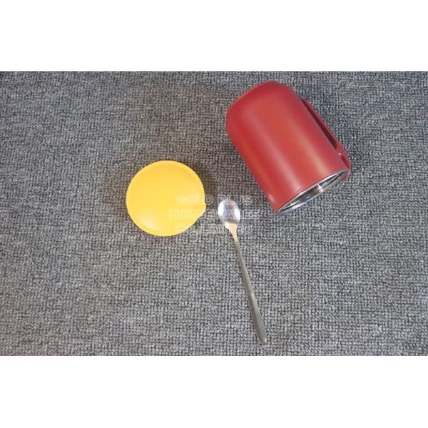 Straight Cylinder Body BPA Free Insulated Coffee Cup Food Grade With Spoon