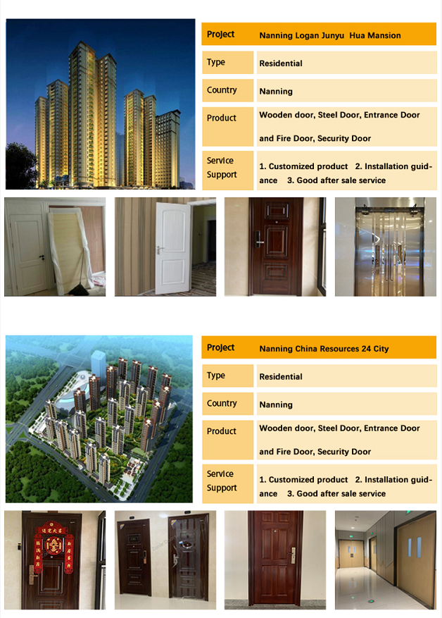 High Quality 90 Mins Other Exterior Exit Emergency Front Entry Doors Solid Wood Fire Door Hotel Room with UL