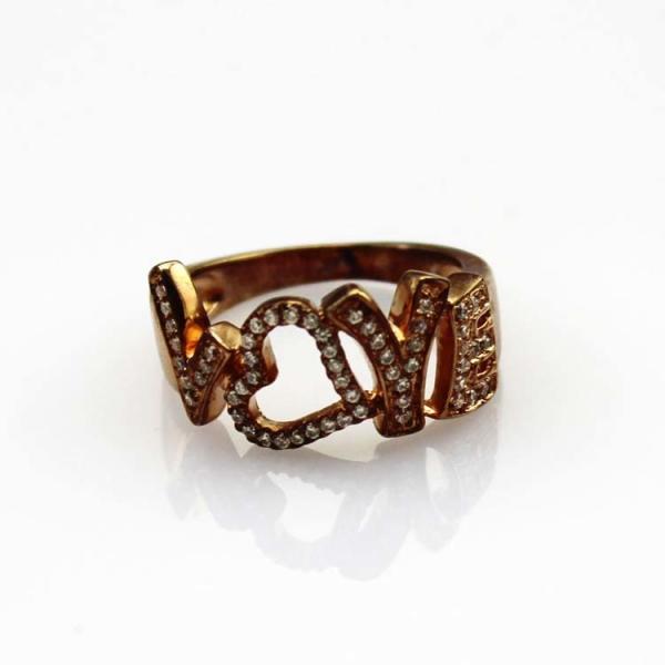 925 Silver Ring Pave Clear Rhinestone Love Ring(JR078)