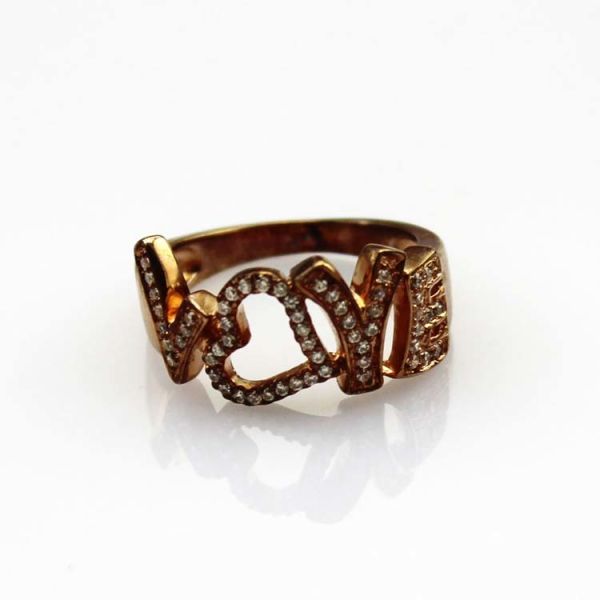 925 Silver Ring Pave Clear Rhinestone Love Ring(JR078)