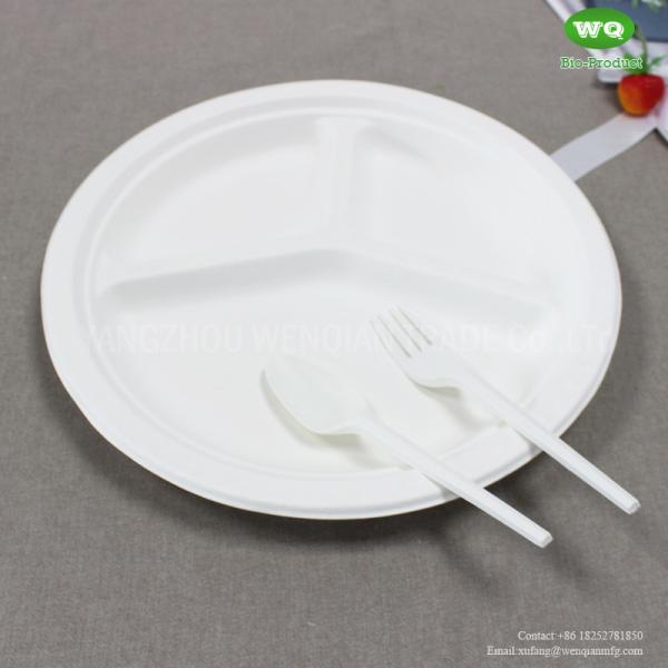 2022 Best Sell  Eco-Friendly Sugarcane 3-Compartments Plate Heavy-Duty Takeaway Plates Natural Plant Fiber Prodcut