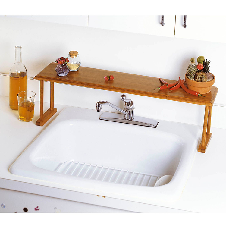 Multi Function Dish Drying Rack Over Wood Kitchen Sink Shelf Organizer for Sustainable