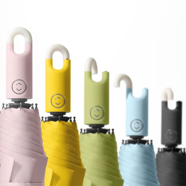 Wholesale Full automatic Lock Handle Triple folding Multi Colors Umbrella Dropship Accept