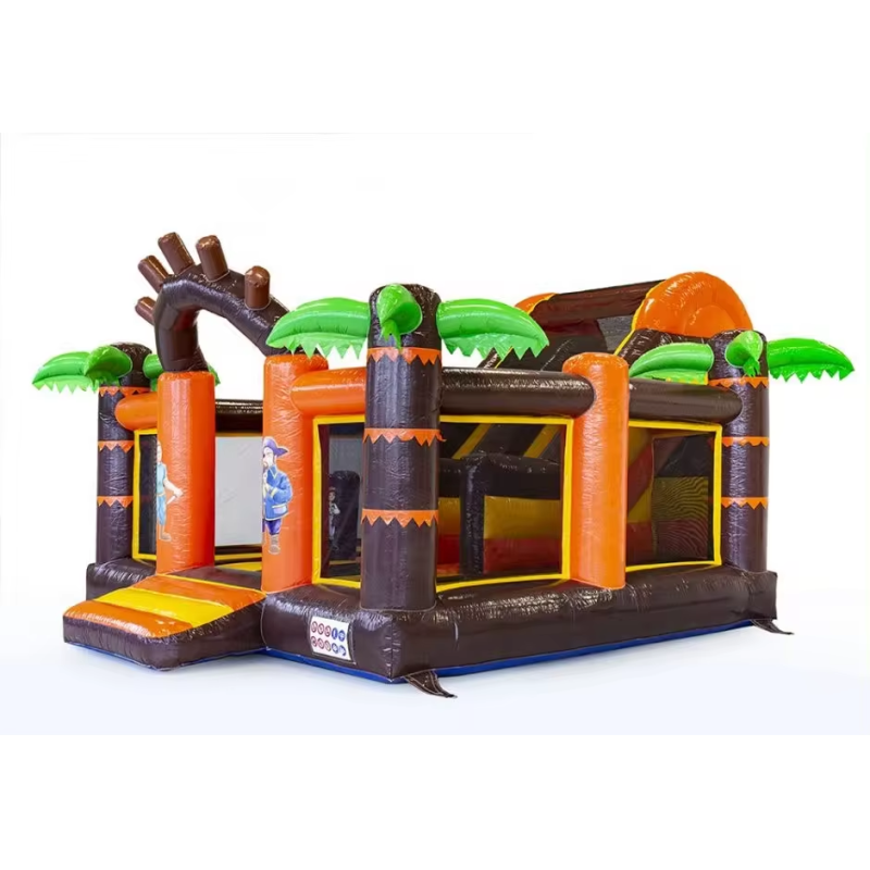 Inflatable Pirate Ship Theme Bouncy Castle with Slide and Customized Logo Acceptable