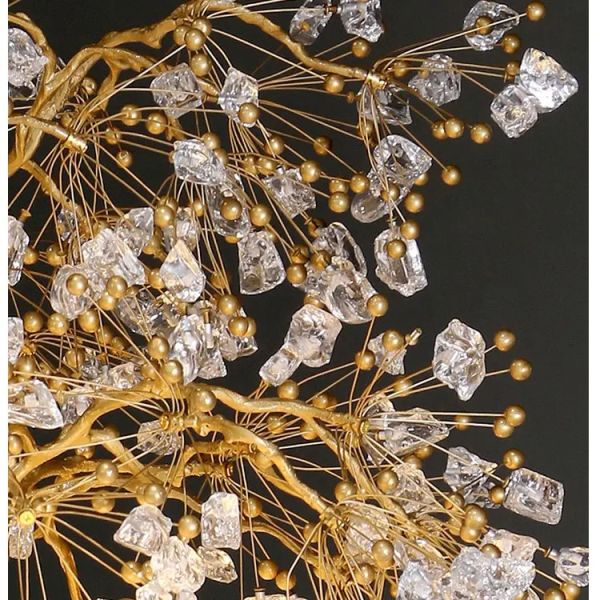 Современный ресторанный люстра 3000-6500K Все медные ветви кристаллический каменный люстра