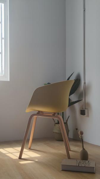Dust Proof White Chair With Wooden Legs 80cm Polypropylene Outdoor Dining Chairs