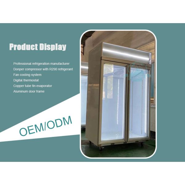 Refrigerator Promotional Double Door Fridge With Glass Door Commercial Beverage Freezer Display Fridge