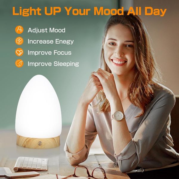 VALED Daylight Therapy Lamp — 10,000 Lux, 3 Color Modes, 4 Brightness Levels, Touch & Remote Control