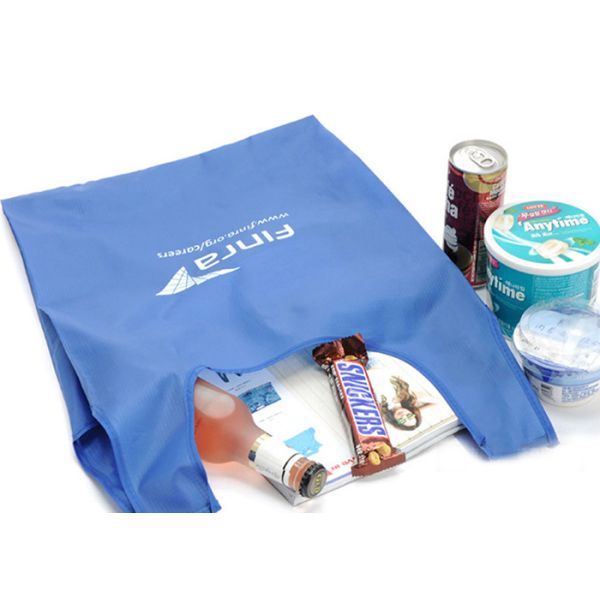 Customized 210D waterproof nylon foldable shopping bag thickened vest tote bag