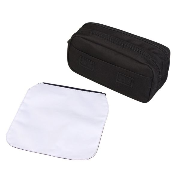 Double Layer Sublimation Pencil Case Blank DIY Custom Polyester Sublimation Makeup Bag For Women