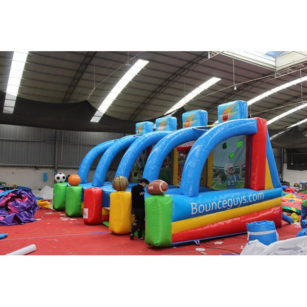 Features PORTABLE Kids 4 In 1 Carnival Inflatable Sport Game Inflatable Basketball Shooting Game