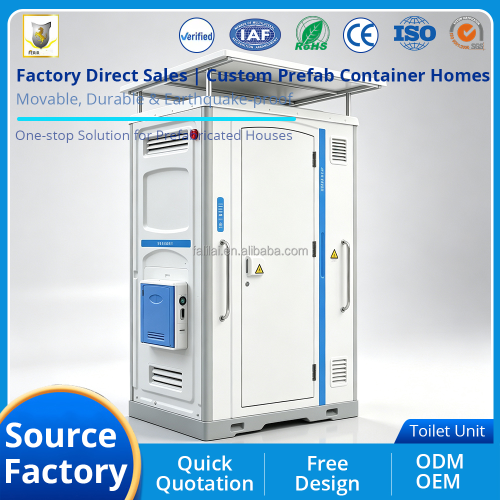 20ft Prefab Portable Container Toilet Room Modular Restroom Wet Dry Separation Sanitary Cabin for Hotel Temporary Camp