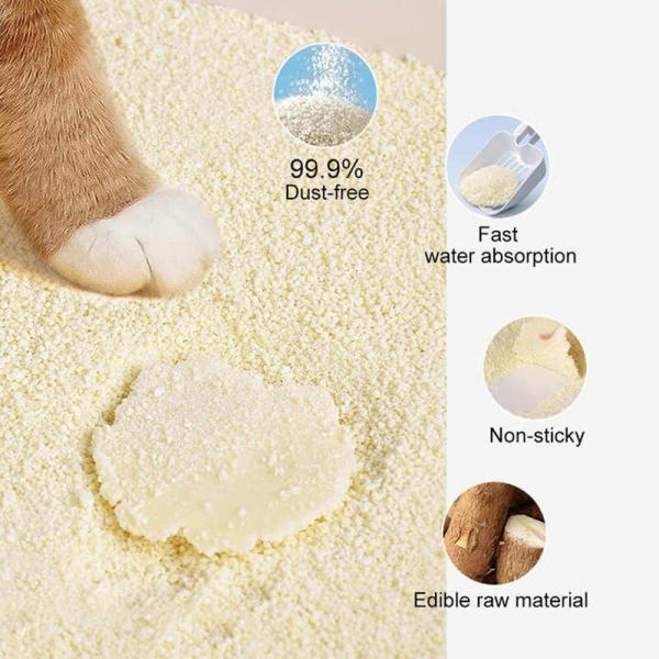 Litière pour chat biodégradable durable à base de maïs et de manioc, litière pour chat à base de tofu végétal