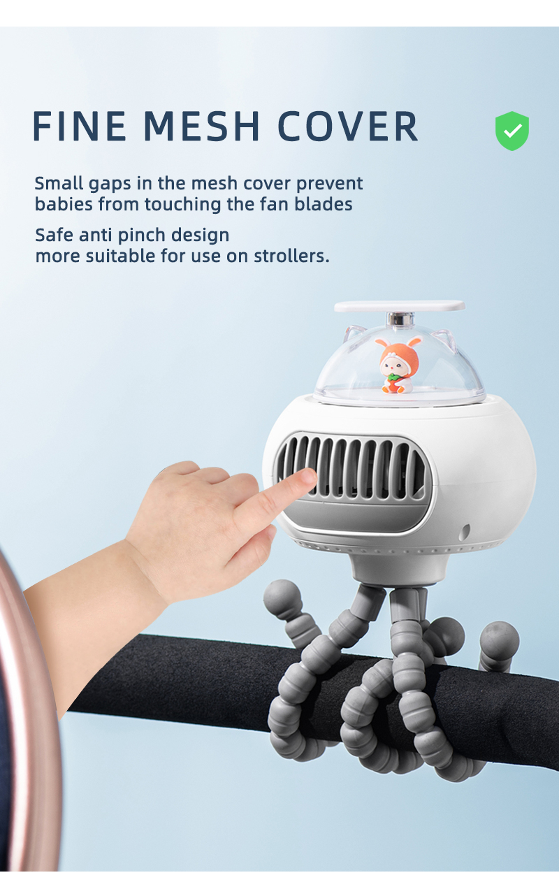 Custom Clip Octopus Fan Electric USB Mini Rechargeable Lithium Battery Safety Leaf Portable Stroller Fan for Baby